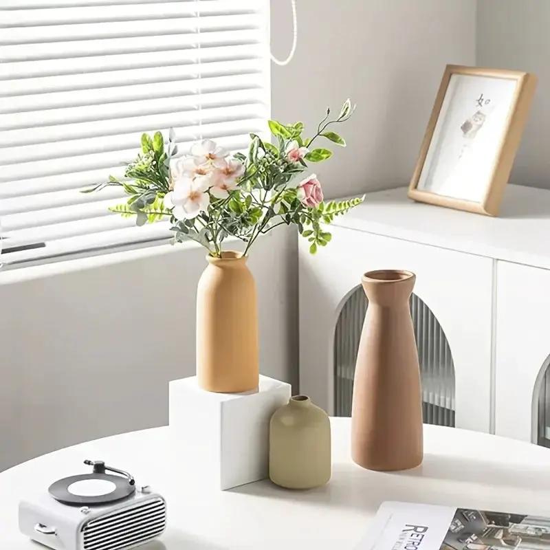 Ceramic Vase Set of 3 Modern Boho Style Vases by House Of Avana