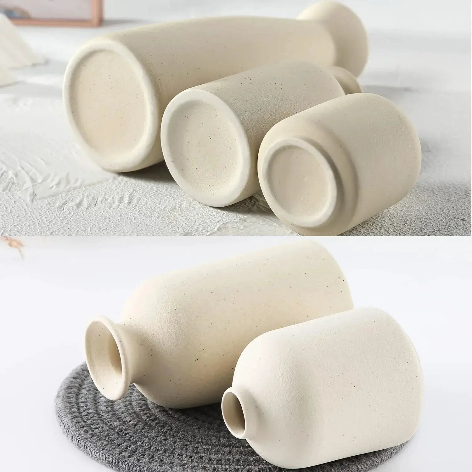 Ceramic Vase Set of 3 Modern Boho Style Vases by House Of Avana