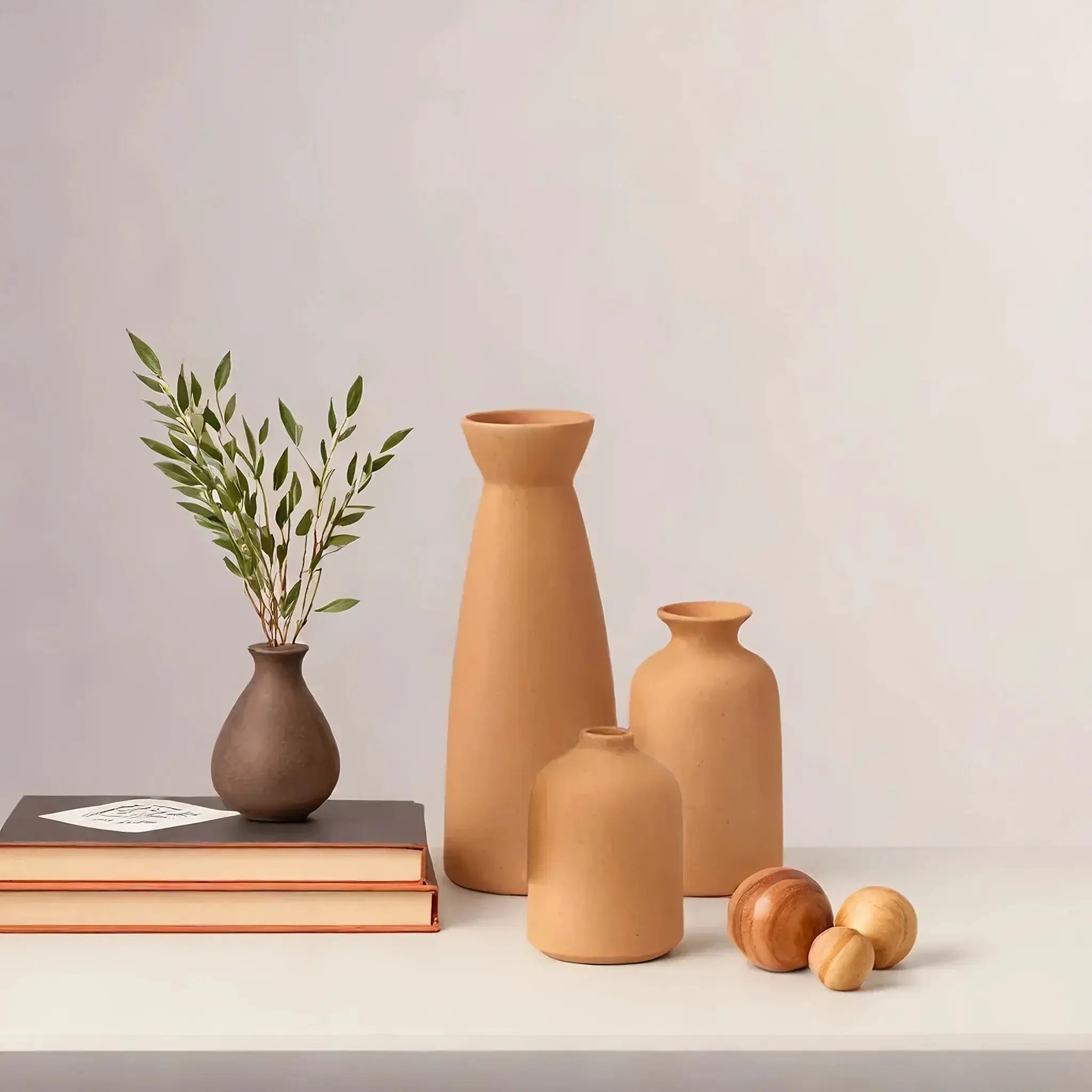 Ceramic Vase Set of 3 Modern Boho Style Vases by House Of Avana