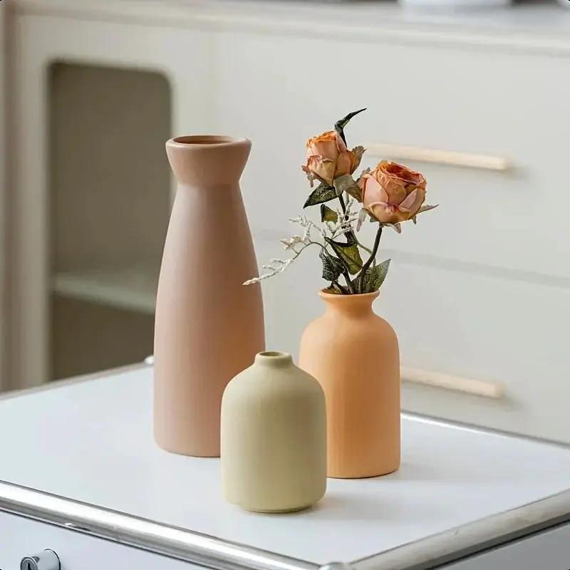Ceramic Vase Set of 3 Modern Boho Style Vases by House Of Avana