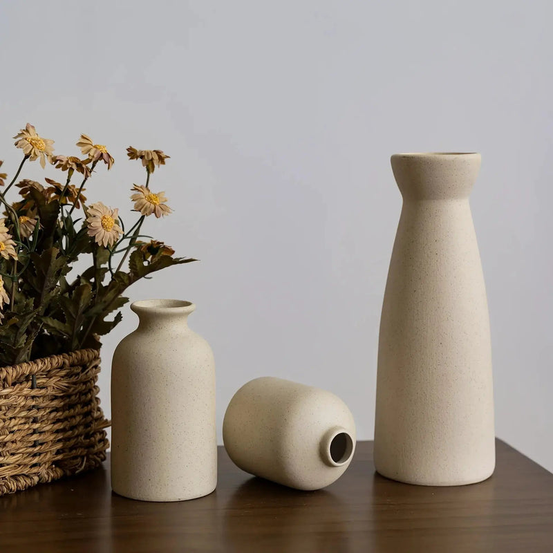 Ceramic Vase Set of 3 Modern Boho Style Vases by House Of Avana