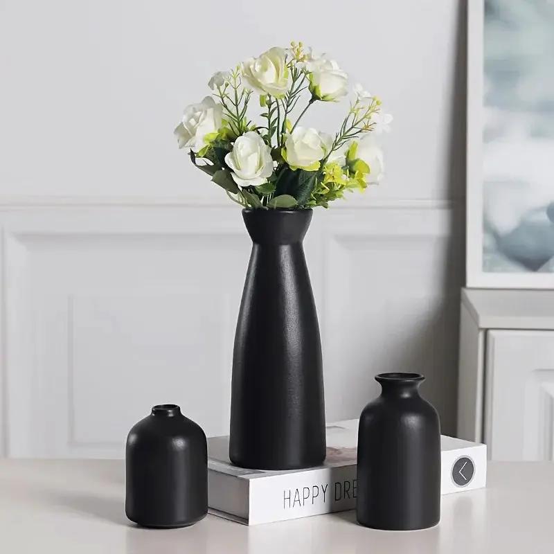 Ceramic Vase Set of 3 Modern Boho Style Vases by House Of Avana
