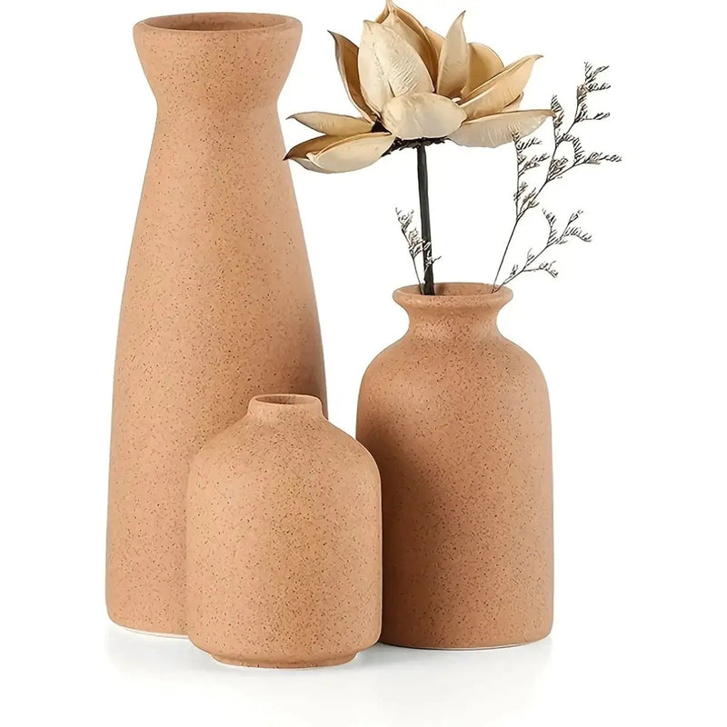 Ceramic Vase Set of 3 Modern Boho Style Vases by House Of Avana