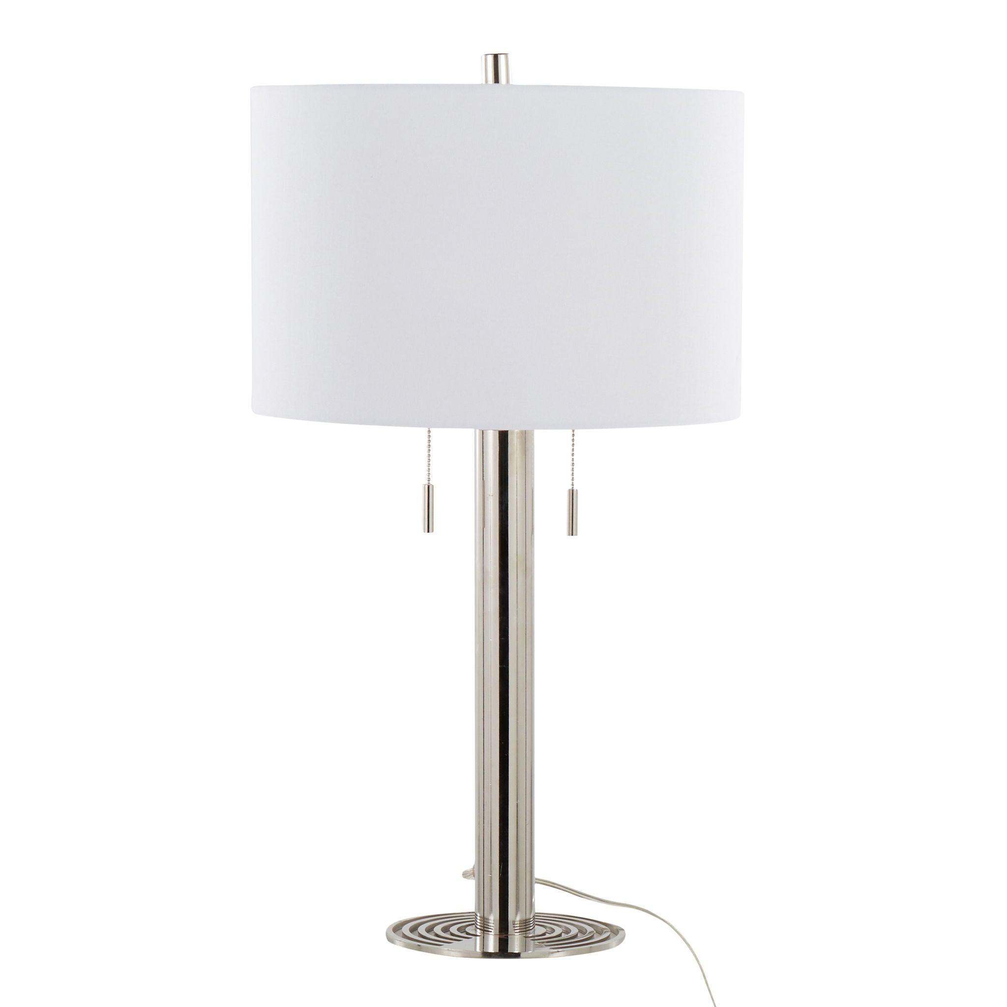 Master - 29" Contemporary Table Lamp (Set of 2) - Polished Nickel / White by HouseOfZazla