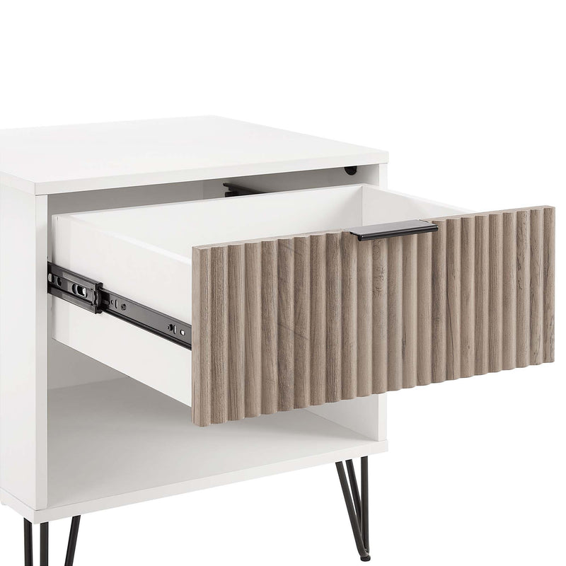 Dumbo - Fluted Nightstand With 1 Drawer - Gray / White by HouseOfZazla