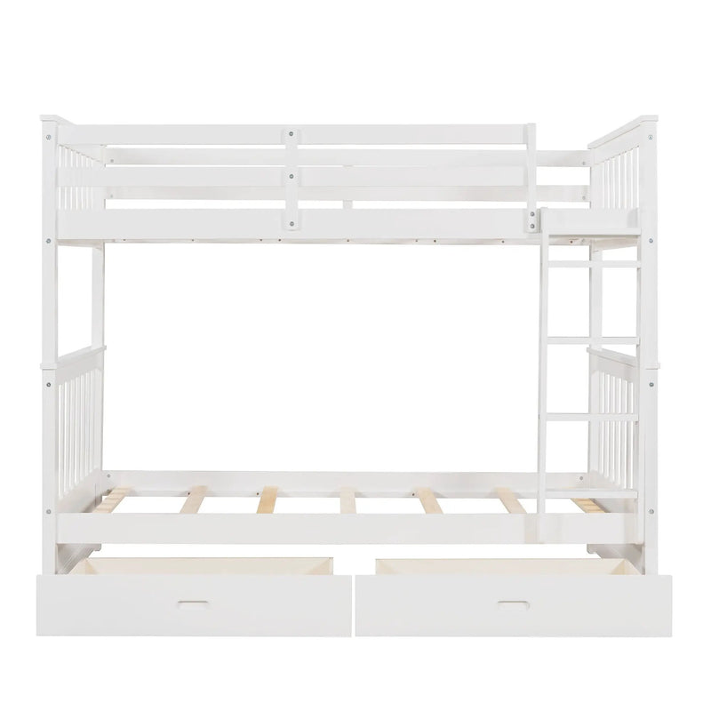 Bunk Bed With Ladders And 2 Storage Drawers