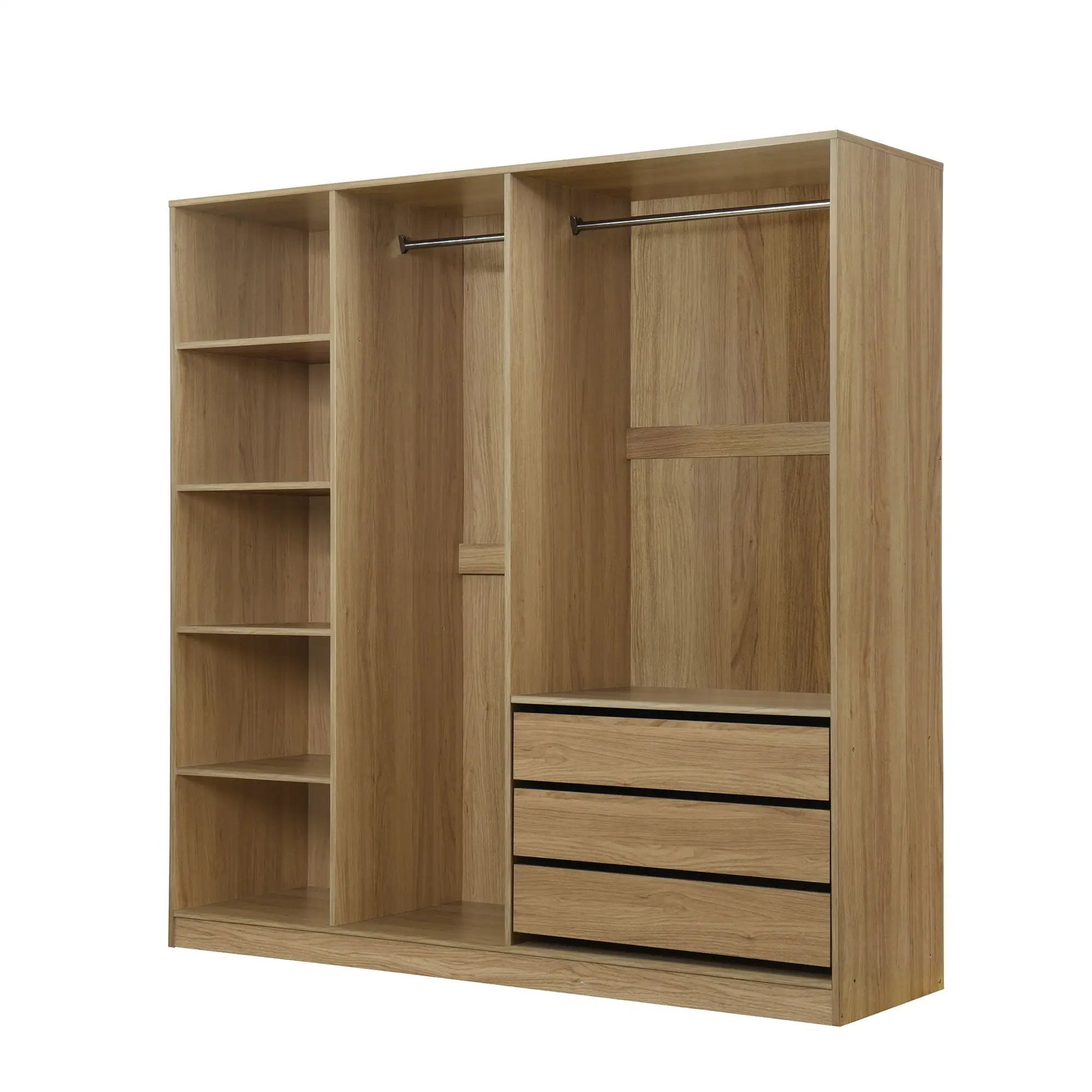 Doorless Storage Wardrobe For Dedroom With Shelves And 3 Drawers by Unique Piece Furniture