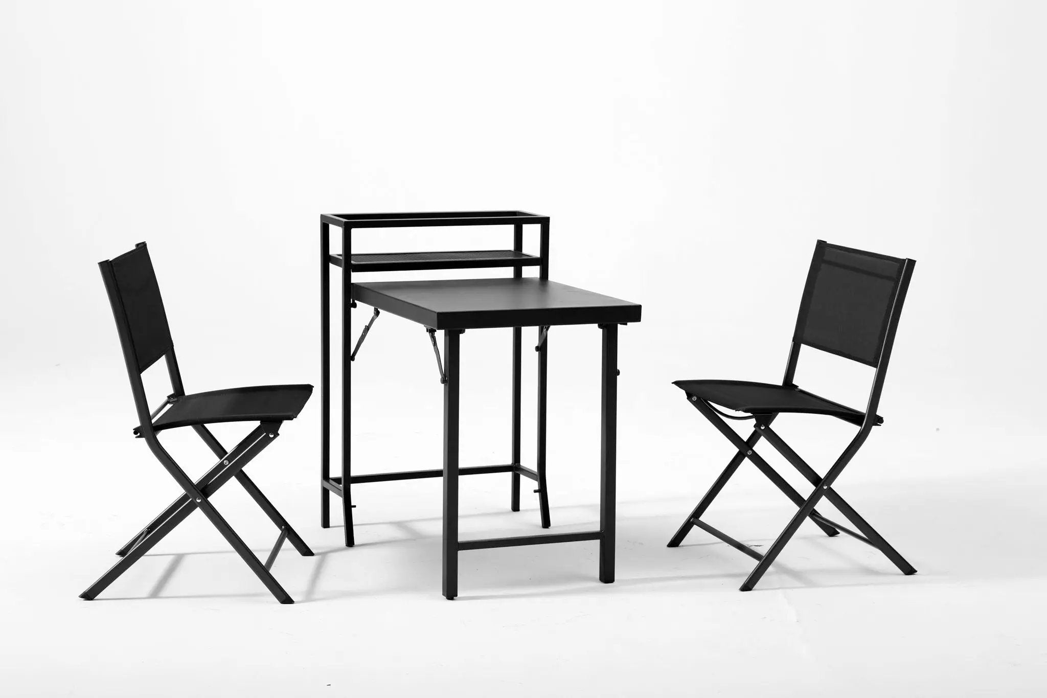 3 Piece Patio Bistro Set, Patio Set Of Foldable Patio Table And Chairs, Outdoor Patio Furniture Sets - Black by HouseOfZazla