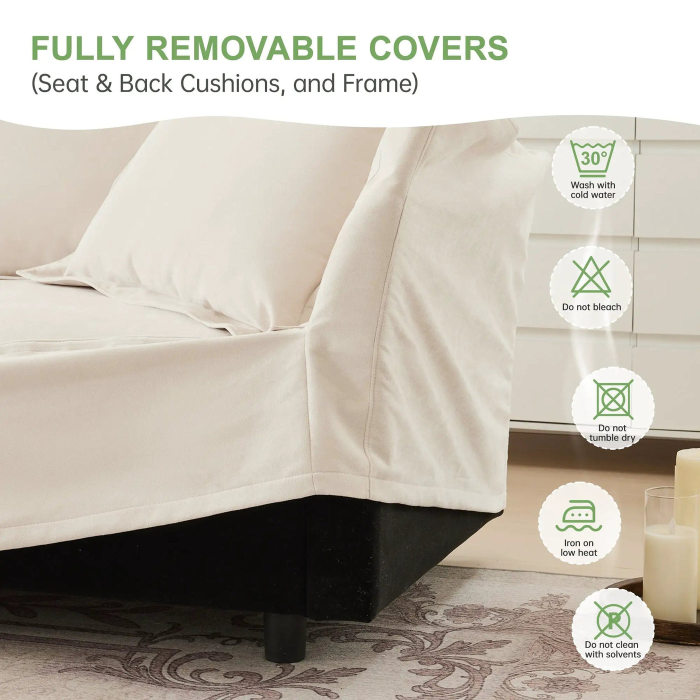 Slipcovered U Shape Sectional Wide and Deep Seat Sofa Couch by HouseOfZazla