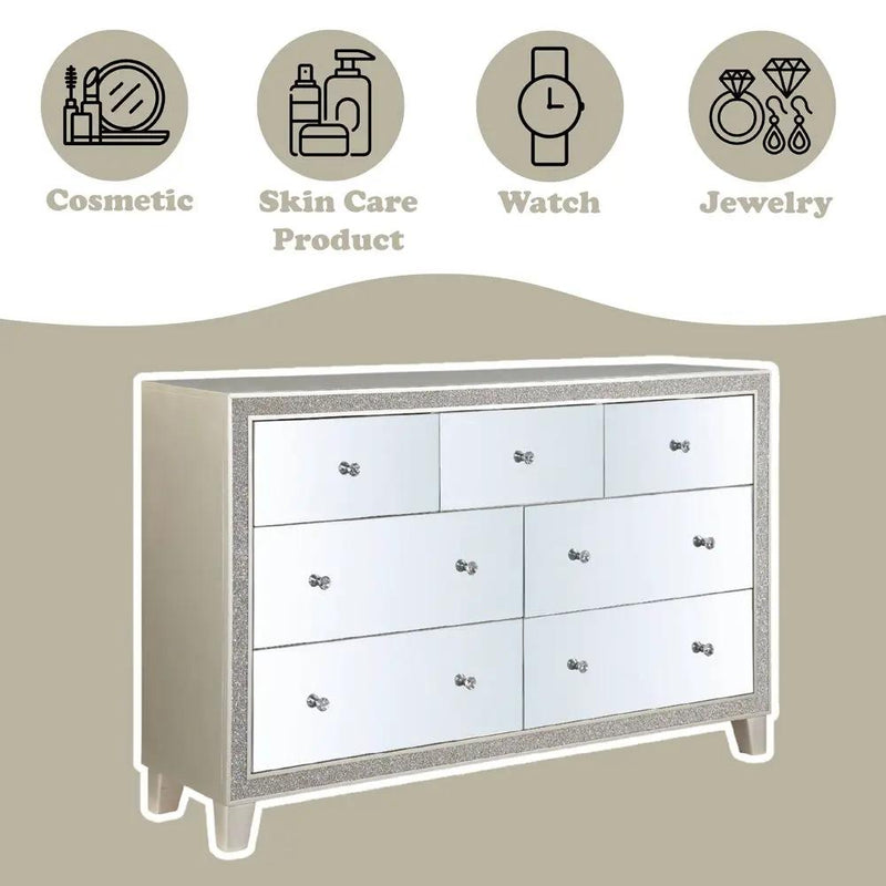 Sliverfluff - Dresser - Mirrored & Champagne by Unique Piece Furniture
