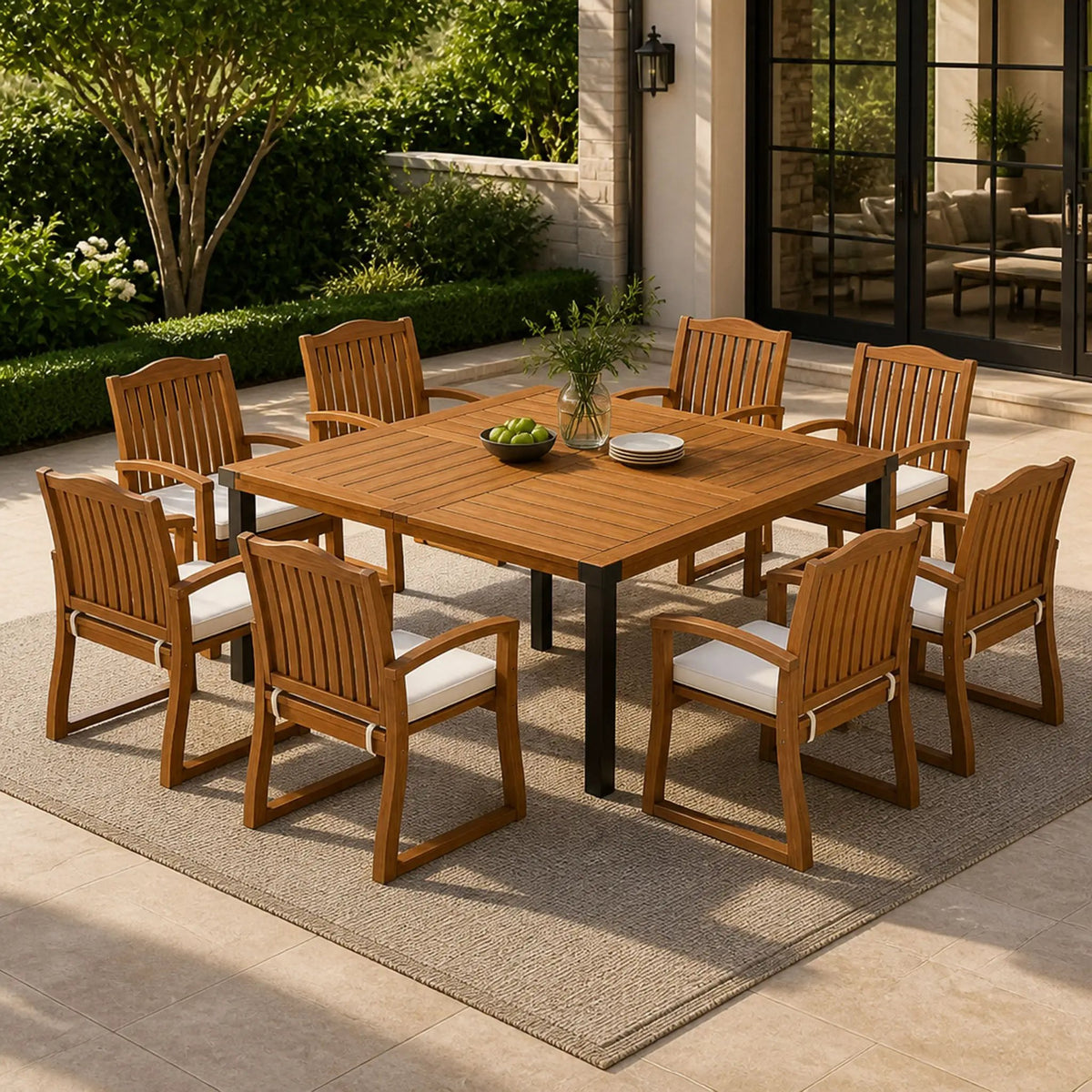 9-Piece Acacia Wood Outdoor Patio Dining Set by HouseOfZazla