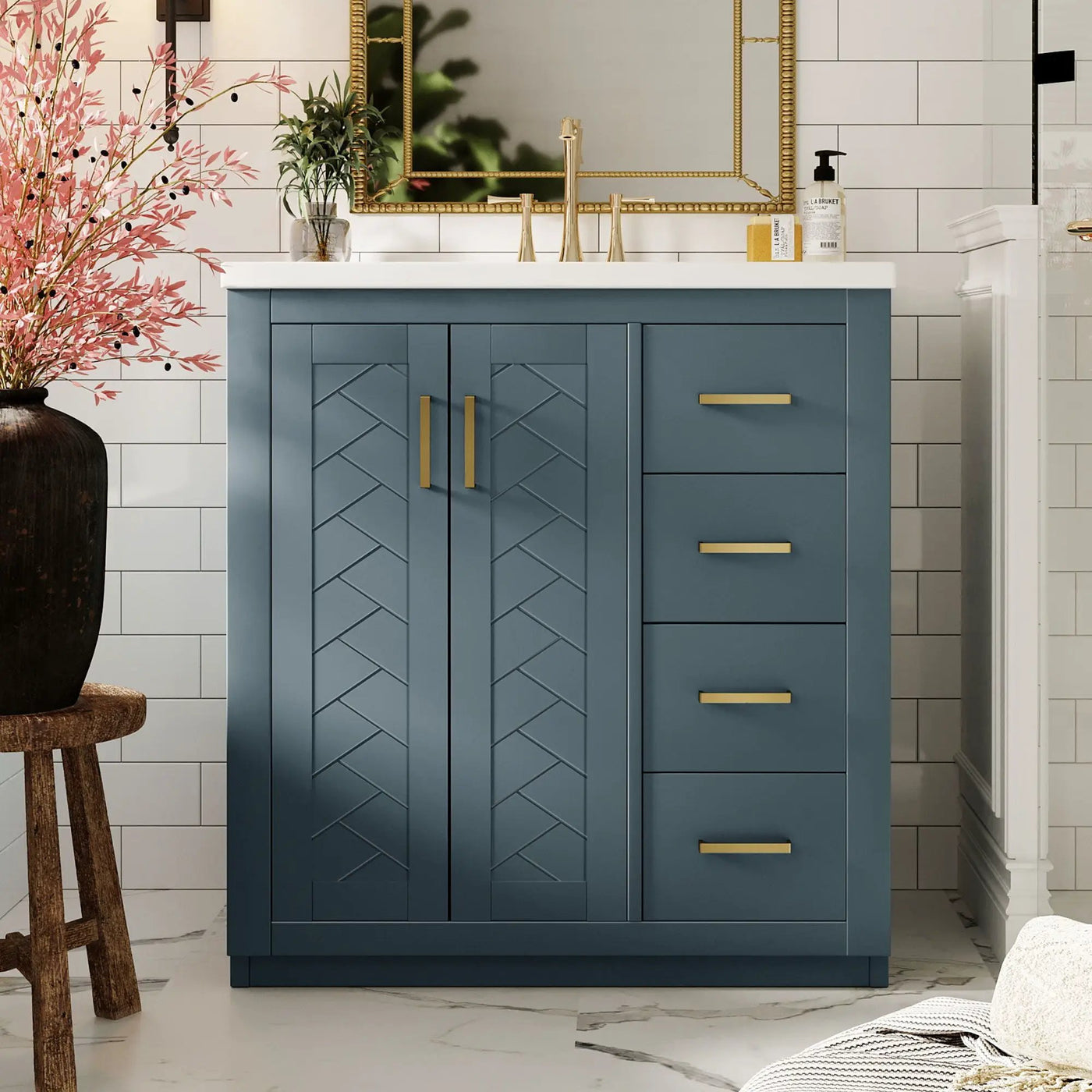 Bathroom Vanity With Sink, Storage Cabinet, Freestanding Set With 3 Drawers & Soft Closing Doors by Unique Piece Furniture