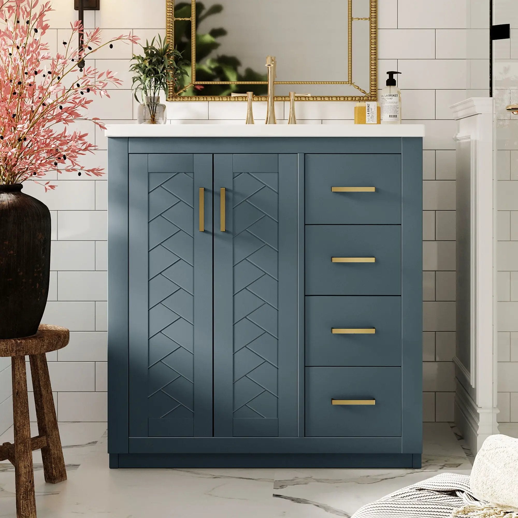 Bathroom Vanity With Sink, Storage Cabinet, Freestanding Set With 3 Drawers & Soft Closing Doors by Unique Piece Furniture