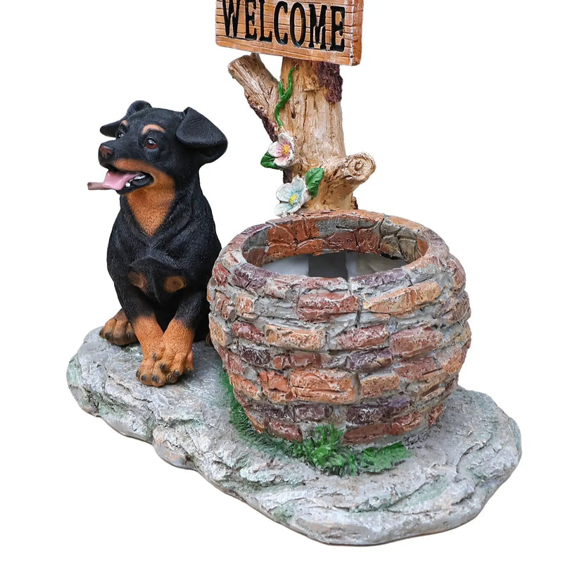 Puppy Dog Solar Planter Outdoor Statue by HouseOfZazla