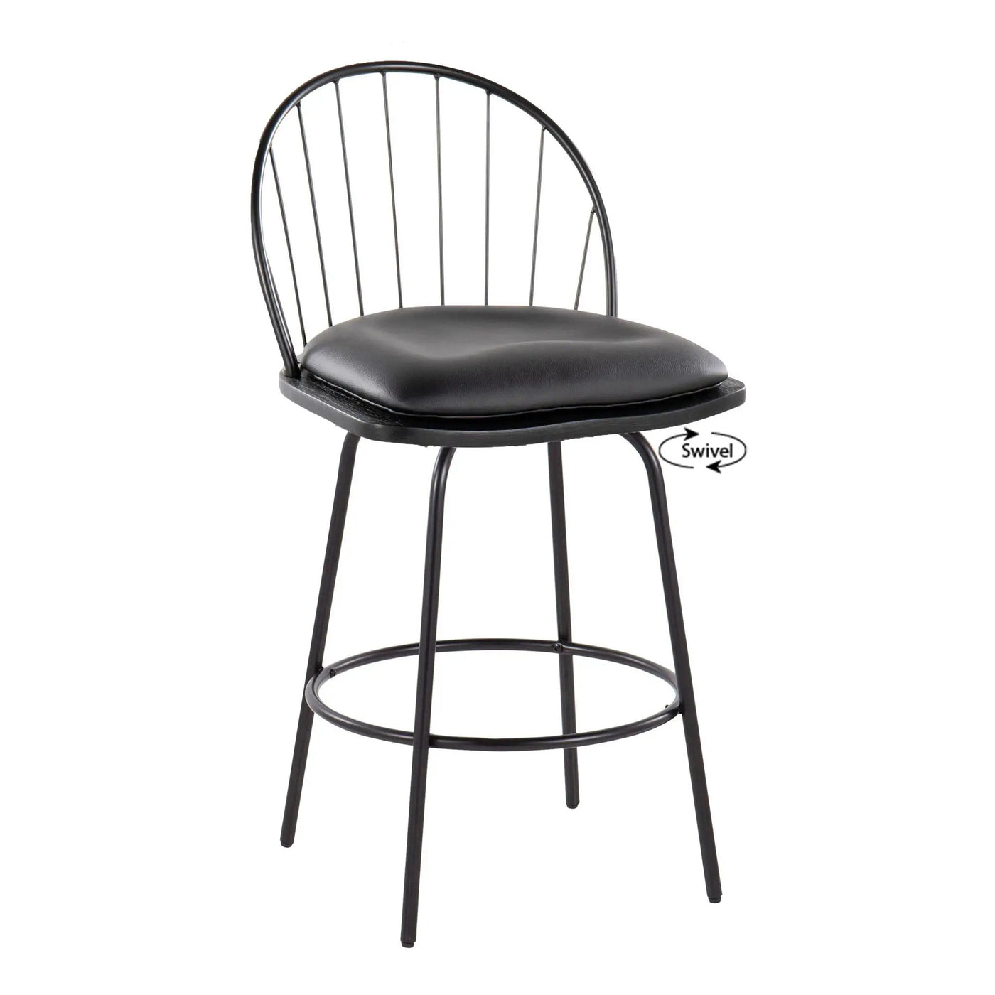 Riley - Claire Farmhouse Fixed Height Counter Stool With Swivel With Round Footrest (Set of 2) by HouseOfZazla