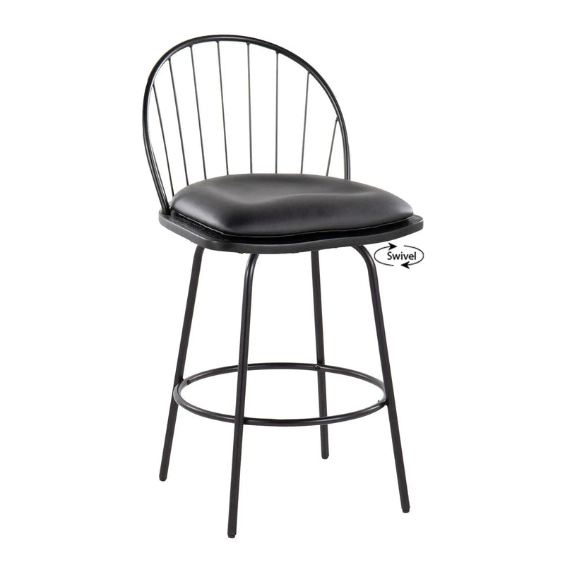 Riley - Claire Farmhouse Fixed Height Counter Stool With Swivel With Round Footrest (Set of 2) by HouseOfZazla