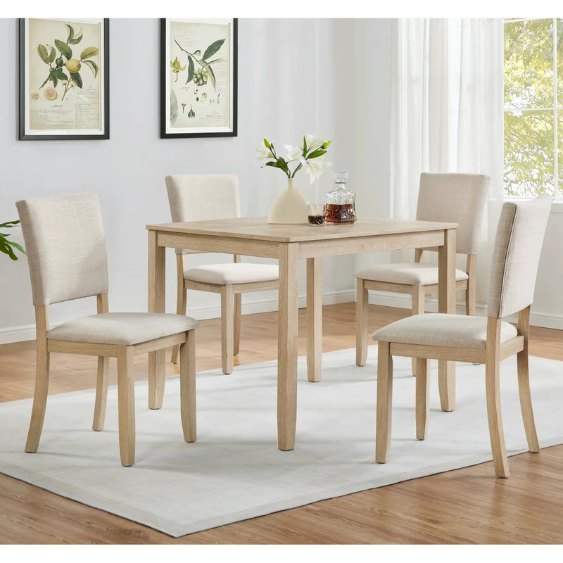 Modern 5-Piece Wooden Dining Table Set for 4 People in Light Oak by HouseOfZazla
