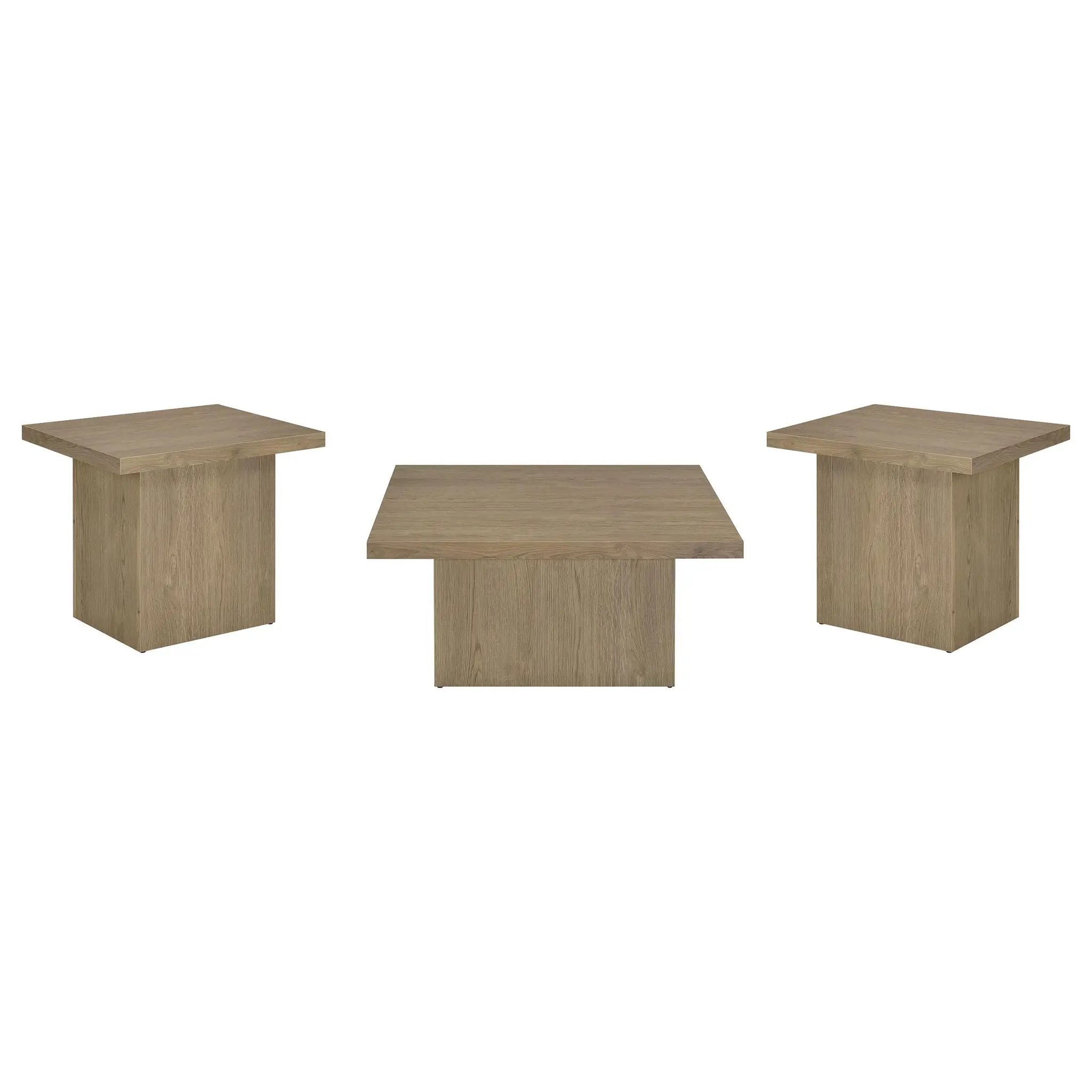 Devar 3-piece Square Cocktail Coffee End Table Set Latte by Unique Piece Furniture