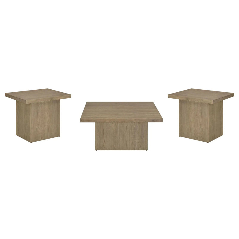 Devar 3-piece Square Cocktail Coffee End Table Set Latte by Unique Piece Furniture