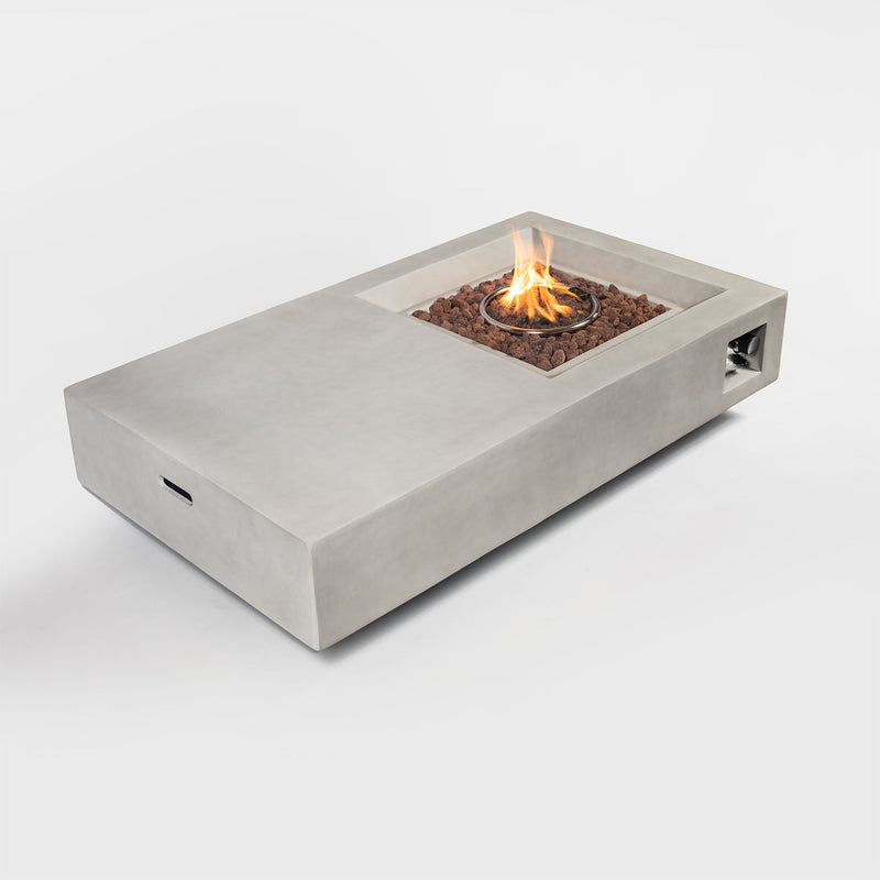 Propane Gas Fire Pit Table, 50000 Btu, Rectangular For Outside - Light Gray by HouseOfZazla