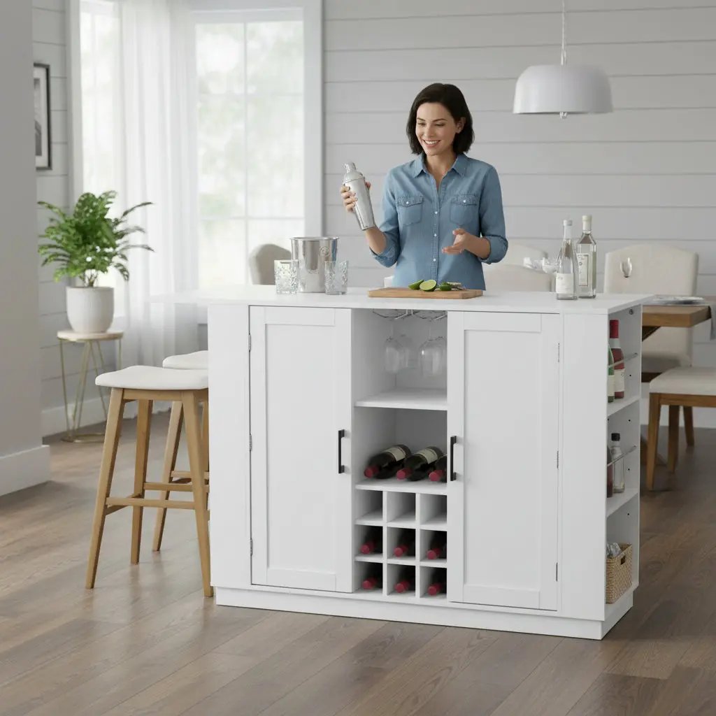 U-Style 47.2" Counter Height Table with Foldable Top & Power Outlet by HouseOfZazla