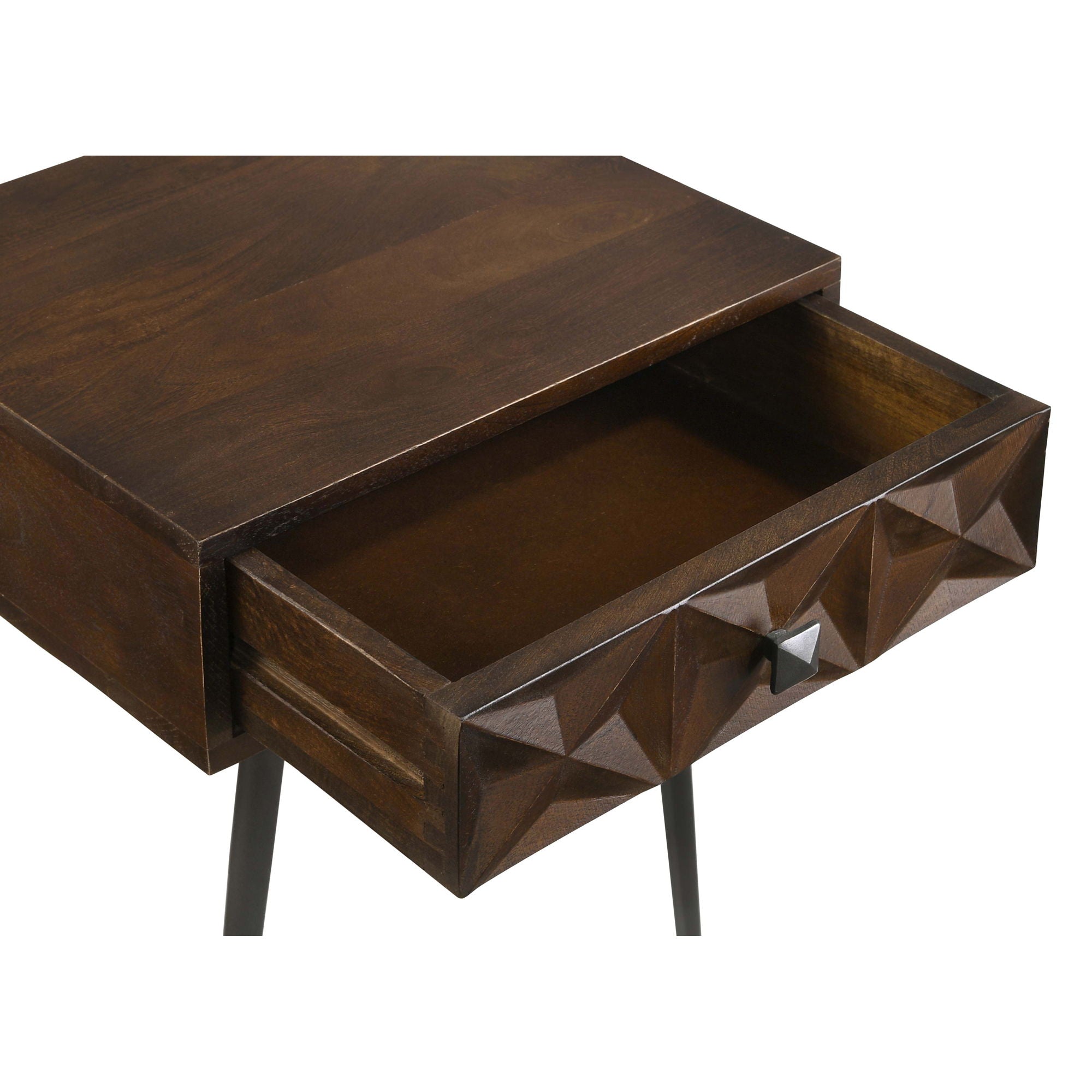 Gibson - Coffee 1 Drawer Rectangular Side Table With Angled Legs - Coffee by HouseOfZazla