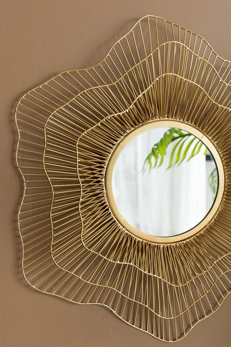D27x2.4' Metal Starburst Wall Mirror, Wall Mounted Home Decor by HouseOfZazla