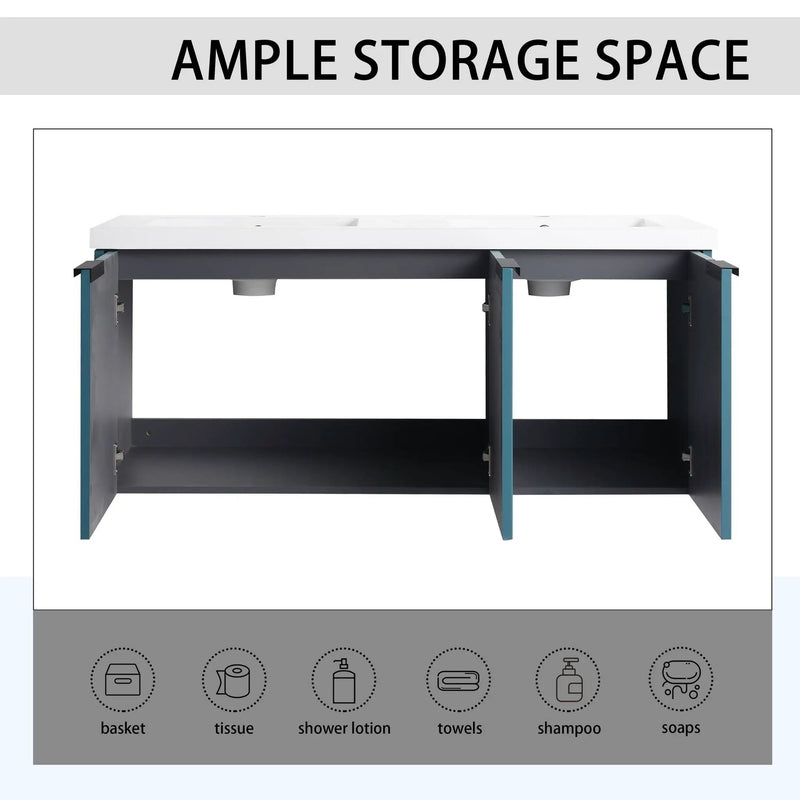 Contemporary Wall Mounted Bathroom Vanity With Resin Double Sink by Unique Piece Furniture