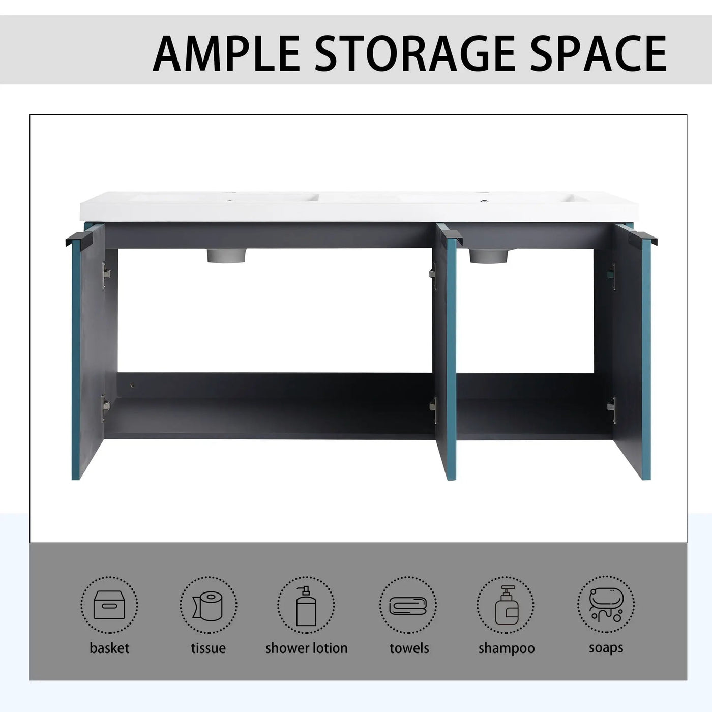 Contemporary Wall Mounted Bathroom Vanity With Resin Double Sink by Unique Piece Furniture