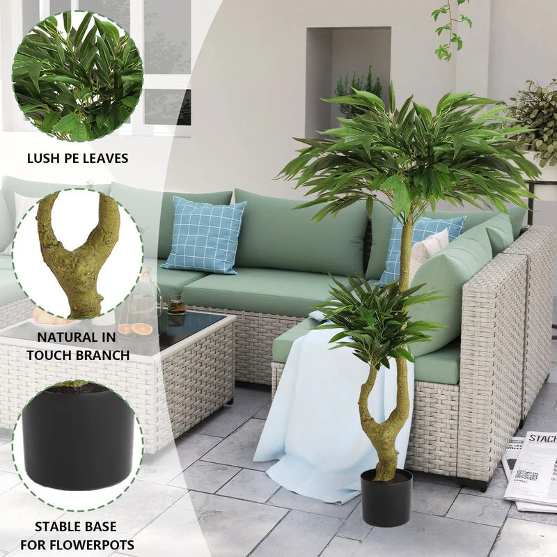 Artificial Dracaena Tree Indoor Faux ery Plant For Decoration, 150Cm - Green by HouseOfZazla
