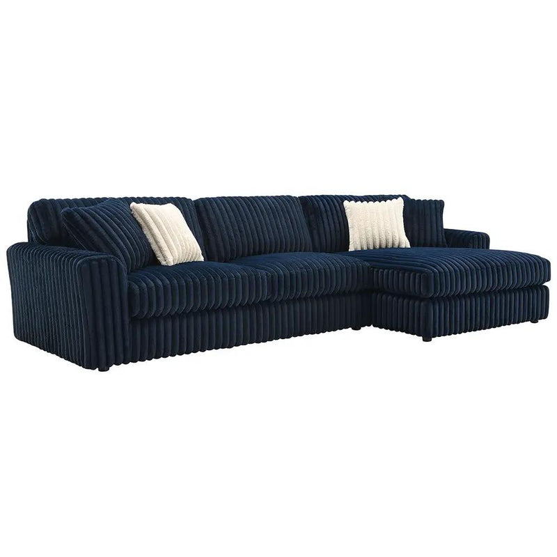Breton - Sectional Sofa With 4 Pillows - Blue Corduroy by Unique Piece Furniture