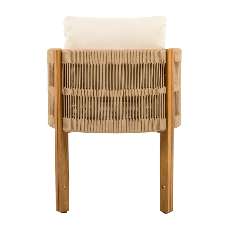 5 Piece Outdoor Dining Set With Round Table And 4 Wrapped Chairs - Black / Brown / Teak by HouseOfZazla