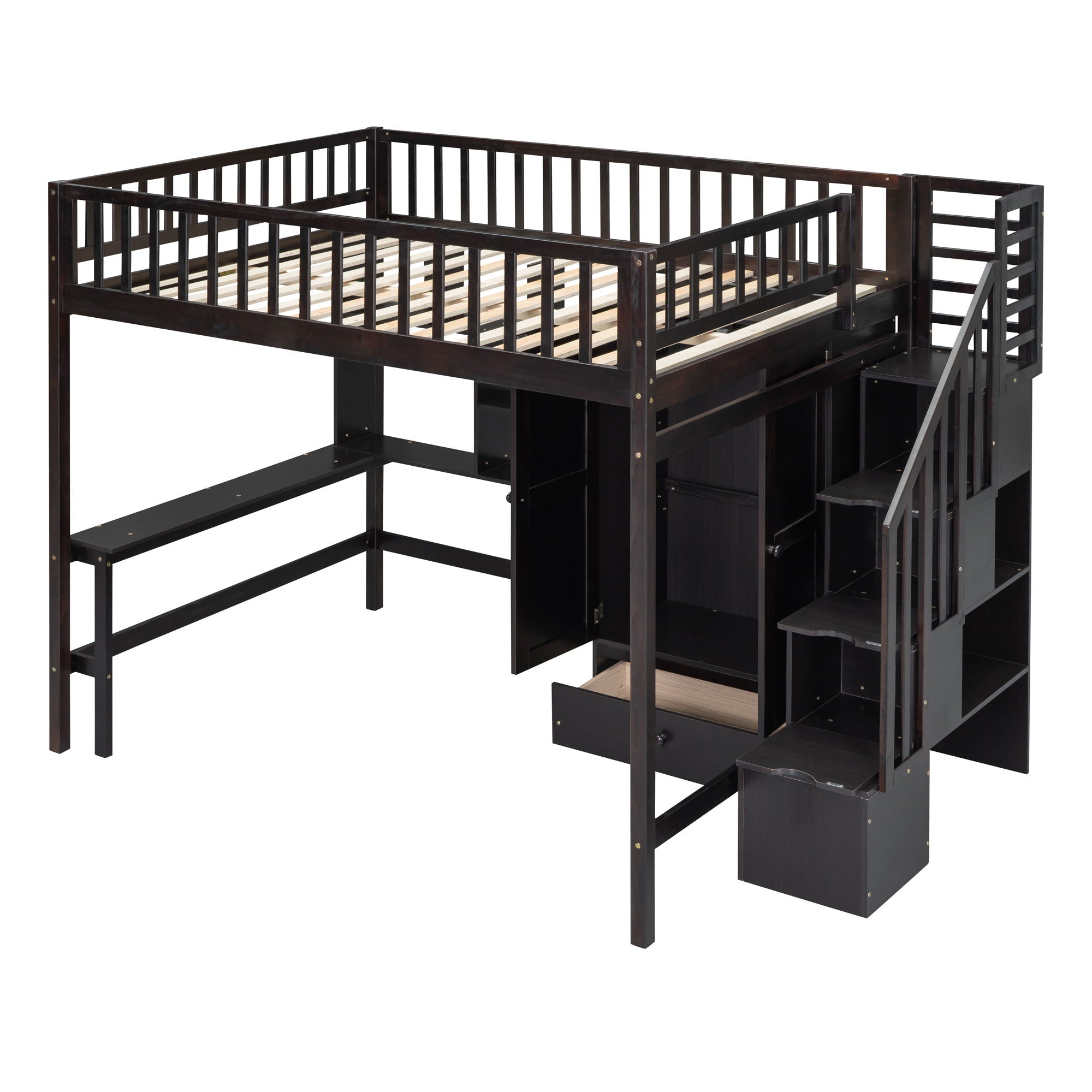 Loft Bed With Bookshelf, Drawers, Desk, And Wardrobe by HouseOfZazla