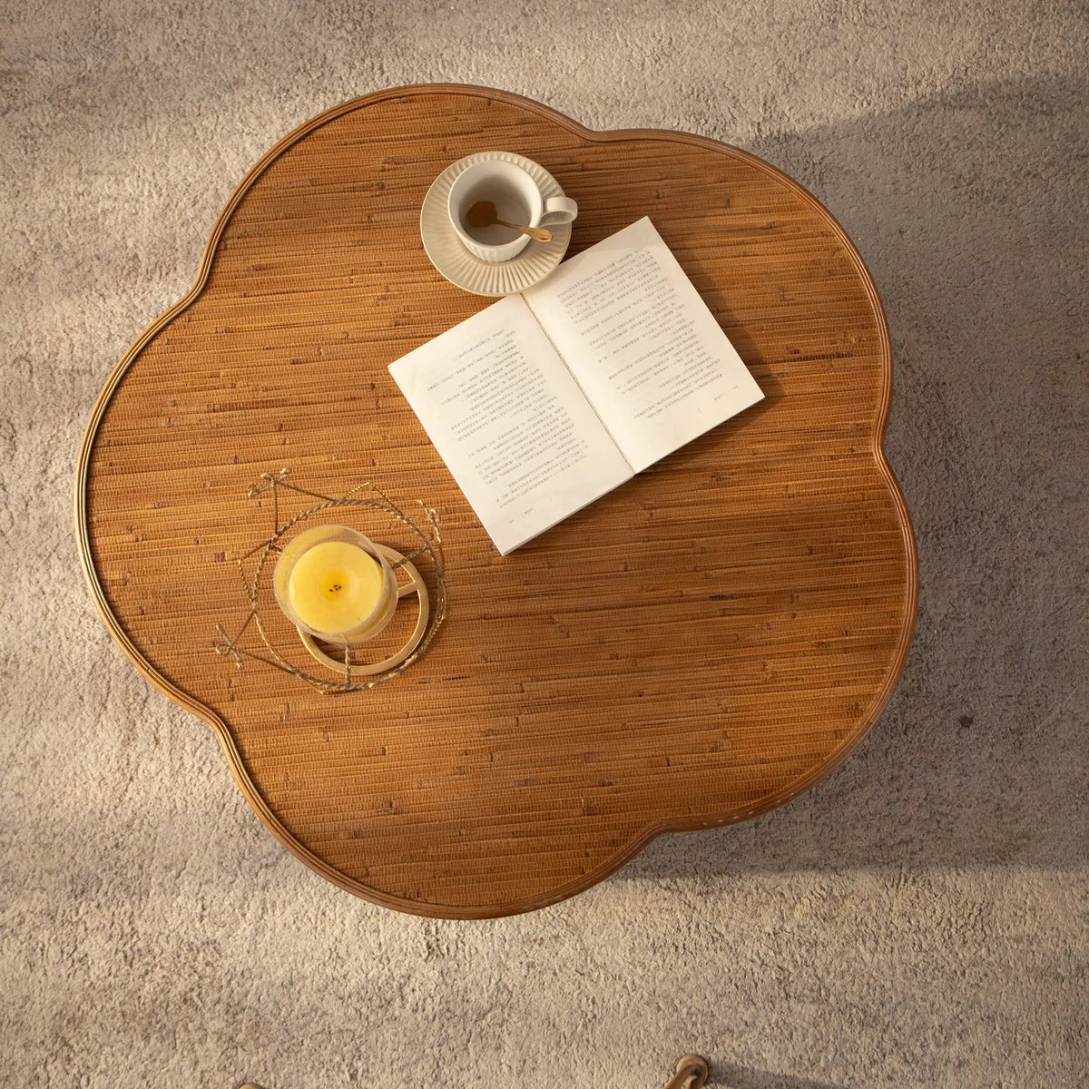 Flower-Shaped Rattan Coffee Table with Storage by HouseOfZazla