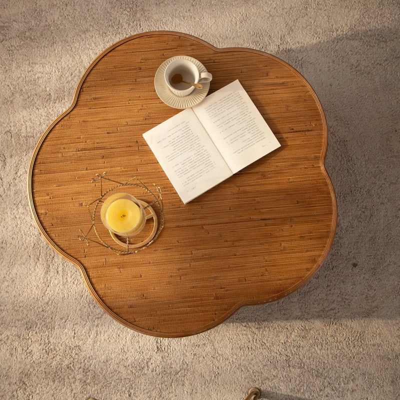 Flower-Shaped Rattan Coffee Table with Storage by HouseOfZazla