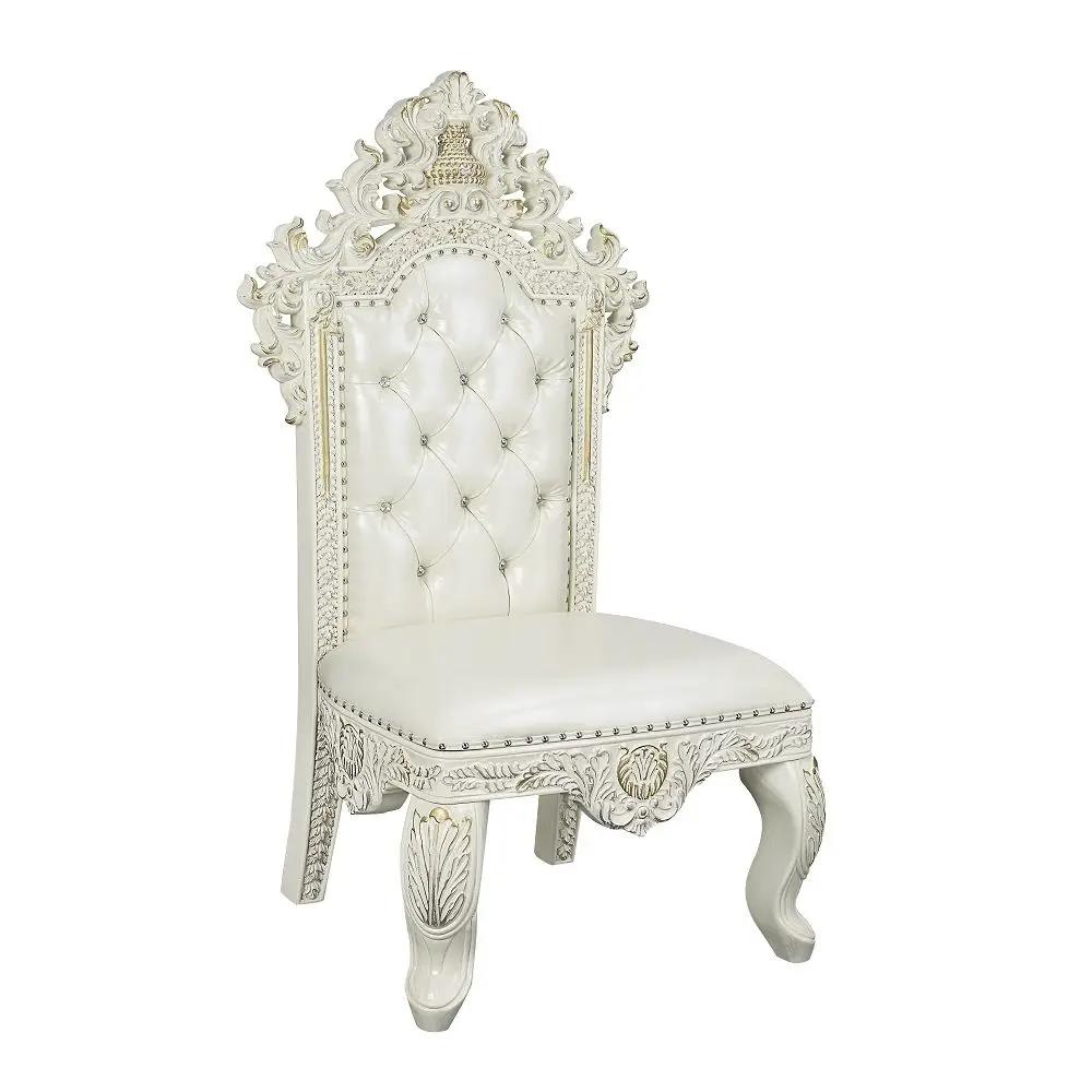 Adara - Side Chair (Set of 2) - Pearl White Synthetic Leather & Antique White by Unique Piece Furniture