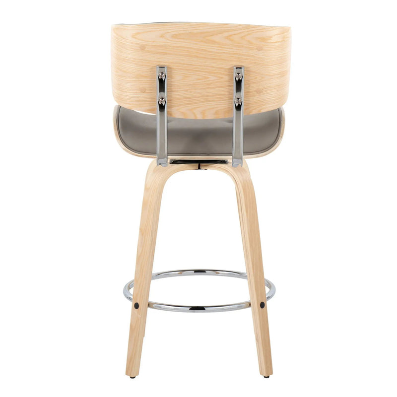 Lombardi - Mid Century Modern Fixed Height Counter Stool With Swivel With Round Footrest (Set of 2) by HouseOfZazla