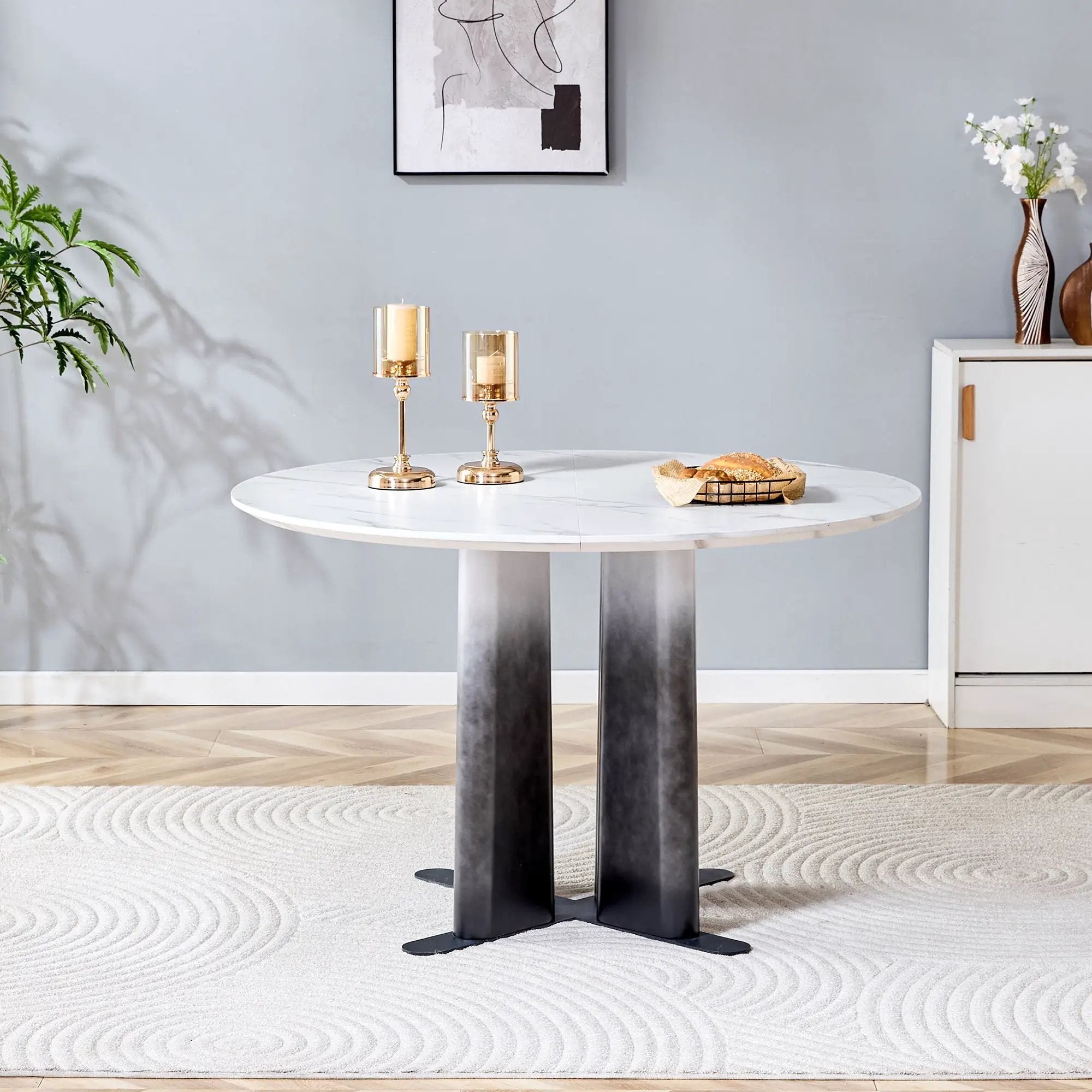 Round Dining Table With Cross Base, Modern Home Furniture by Unique Piece Furniture