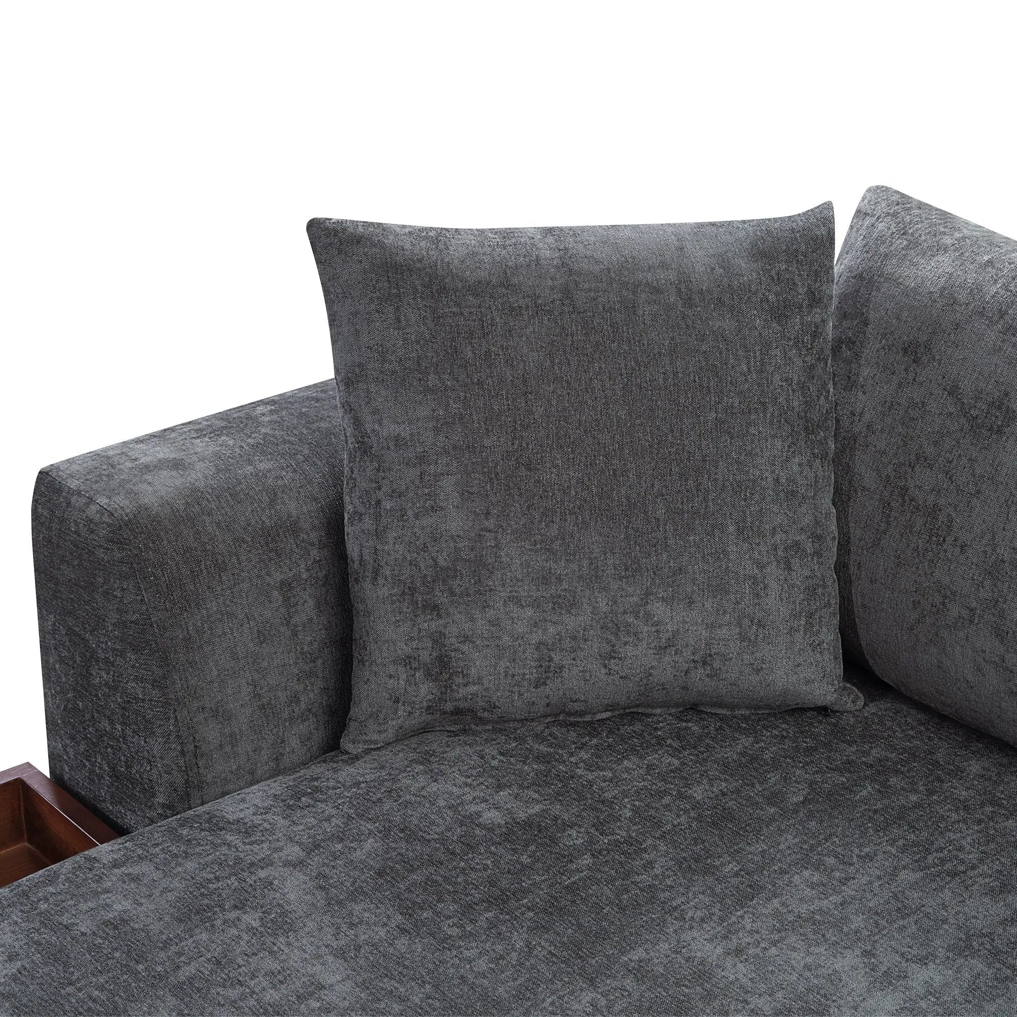 Modern L Shaped Sectional Sofa With Upholstery And Wooden Storage