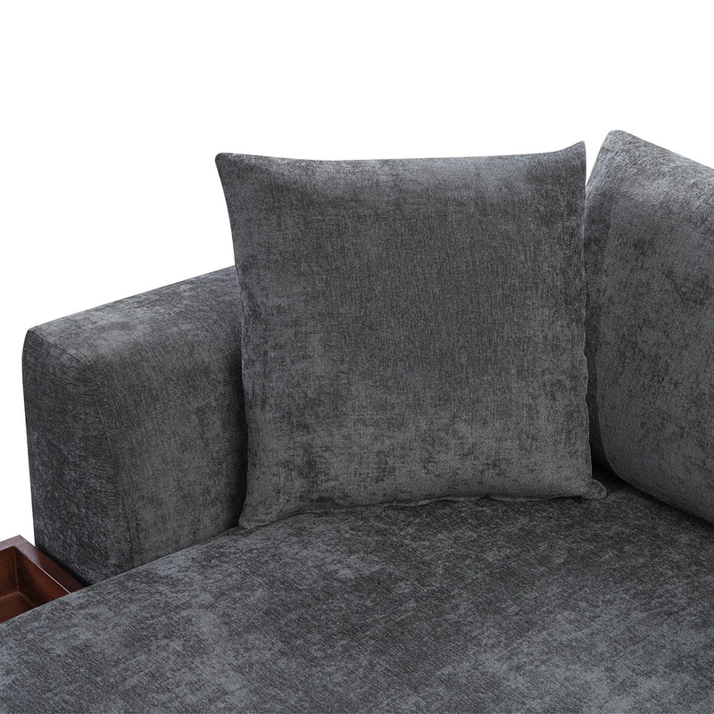 Modern L Shaped Sectional Sofa With Upholstery And Wooden Storage