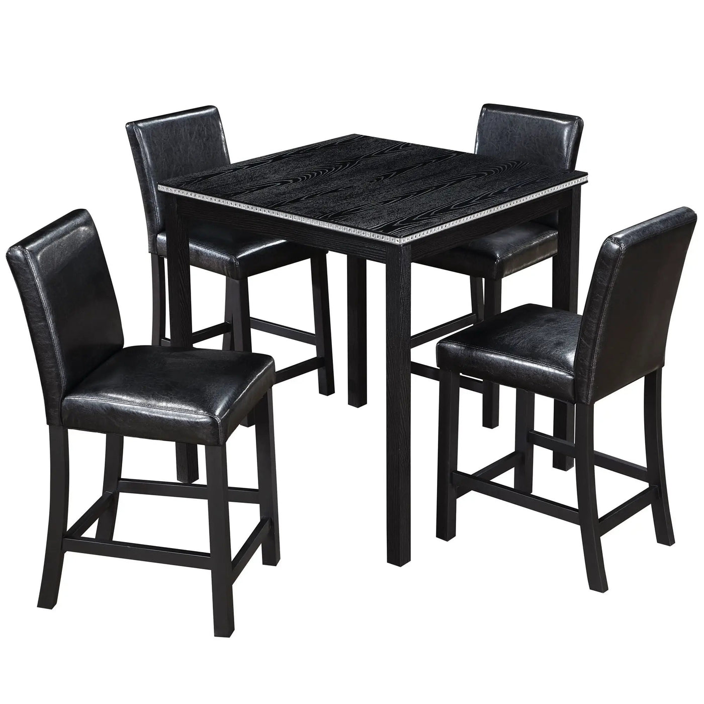 5 Pieces Counter Height Table Set, Kitchen Table With Square Table And 4 Upholstered Chairs by Unique Piece Furniture