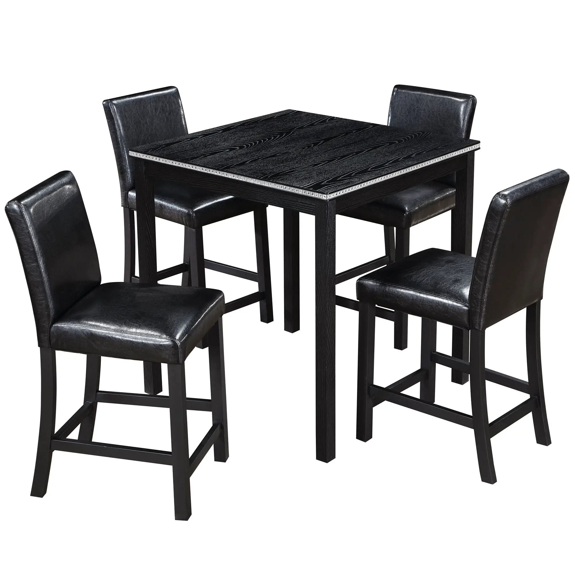 5 Pieces Counter Height Table Set, Kitchen Table With Square Table And 4 Upholstered Chairs by Unique Piece Furniture