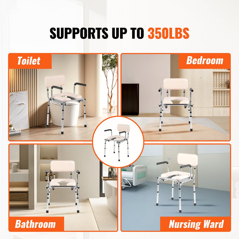 Commode Chair with Padded Seat and Adjustable Height by HouseOfZazla