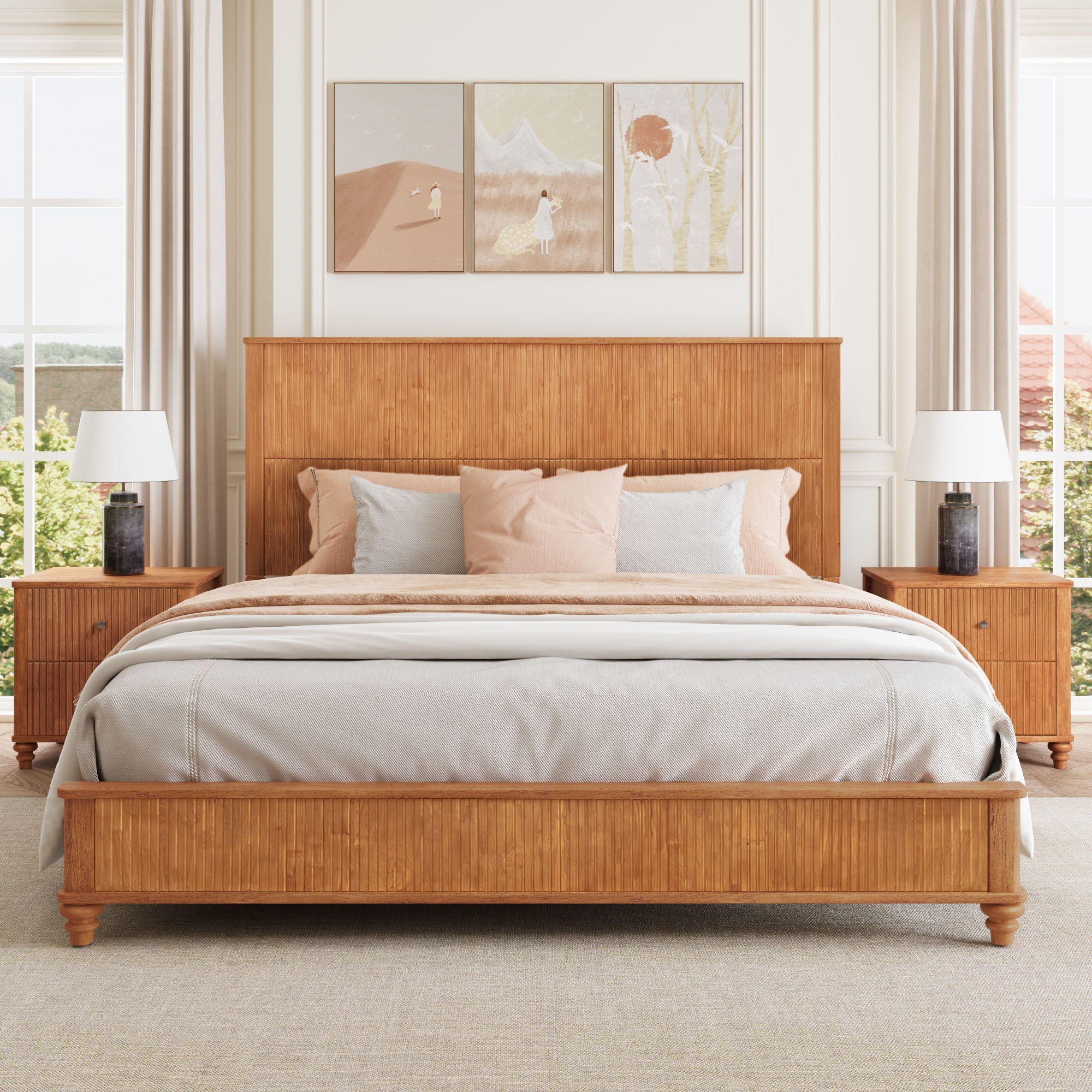 Platform Bed Frame With Tall Headboard by HouseOfZazla