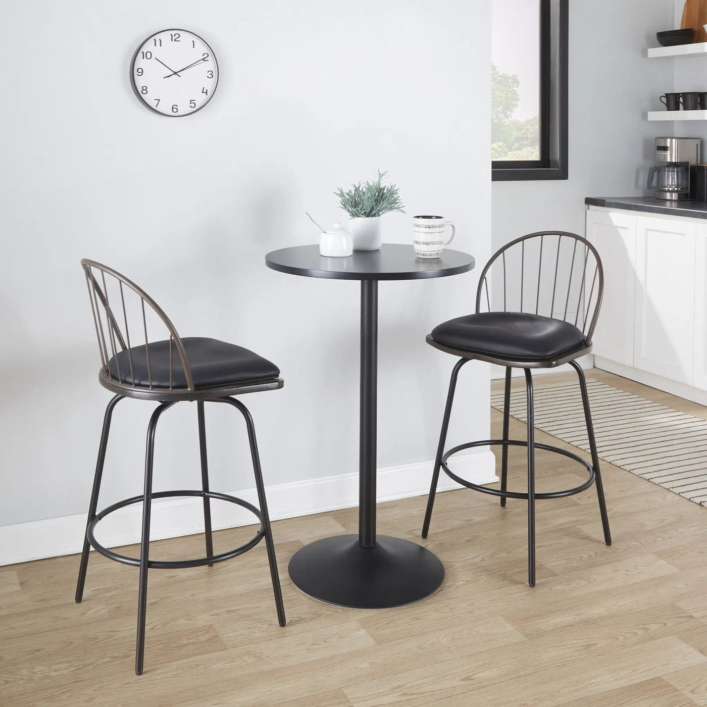 Riley - Claire Farmhouse Fixed Height Counter Stool With Swivel With Round Footrest (Set of 2) by HouseOfZazla