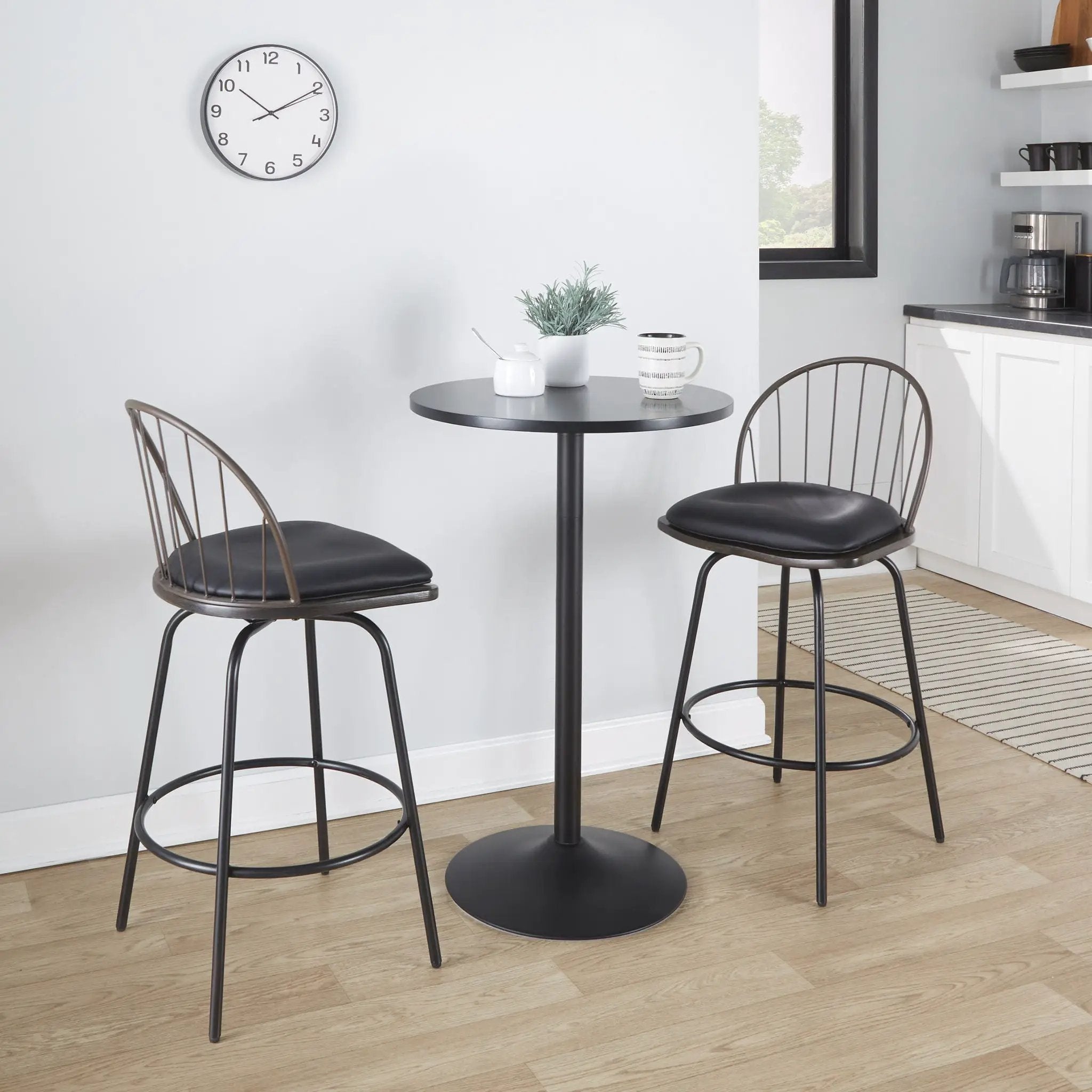 Riley - Claire Farmhouse Fixed Height Counter Stool With Swivel With Round Footrest (Set of 2) by HouseOfZazla