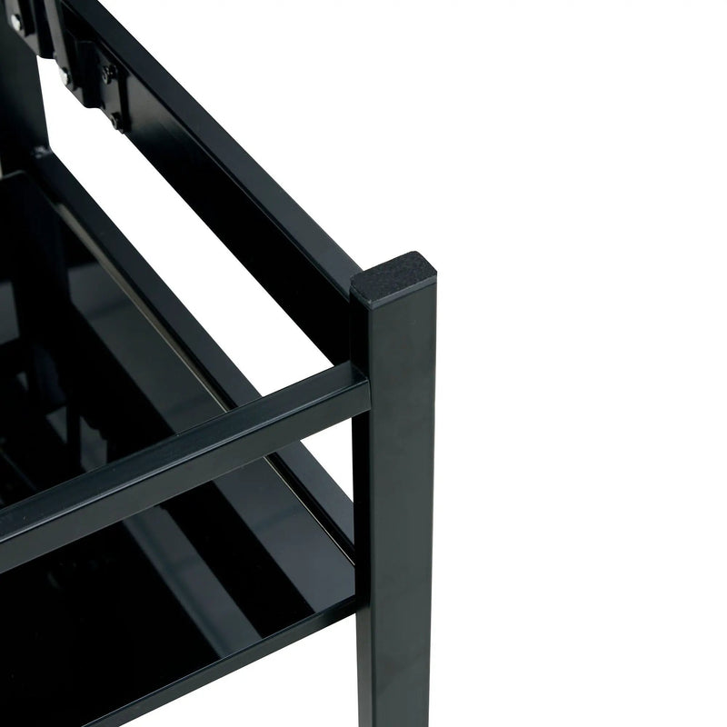 Glass Lift Top Coffee Table, Modern Simple 2-Layer Tempered Glass Coffee Table For Living Room - Black by HouseOfZazla