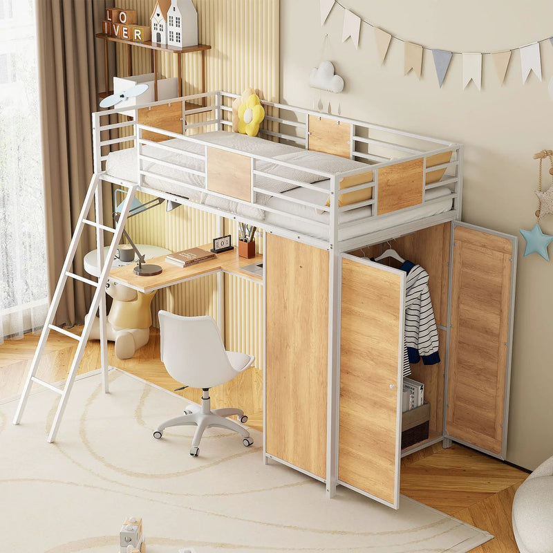 Loft Bed With L Shape Desk And Wardrobe by HouseOfZazla