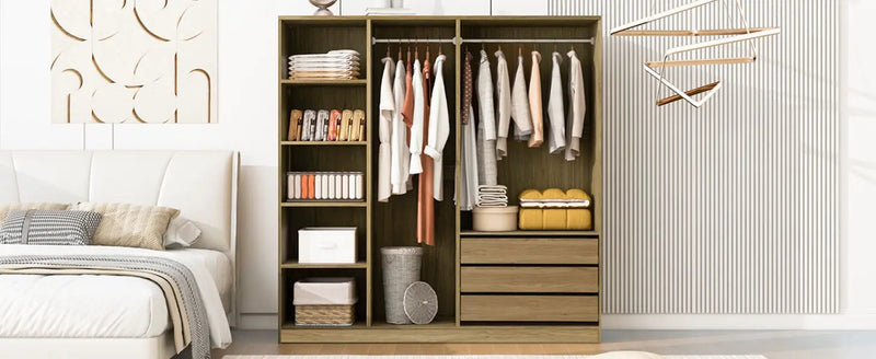 Doorless Storage Wardrobe For Dedroom With Shelves And 3 Drawers by HouseOfZazla