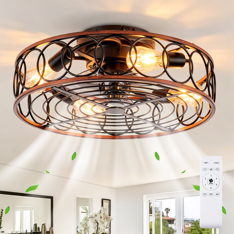 20 Inch Caged Ceiling Fan with Lights and Remote Control by HouseOfZazla